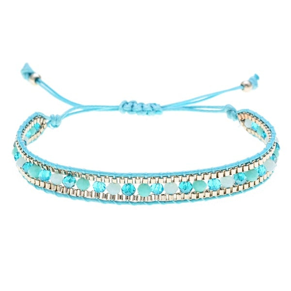 Woman  or Men Handmade Bohemia Weave Adjustable Rope Chain Crystal Charms Bracelets Wristband Fashion Jewelry Gift