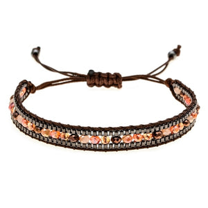 Woman  or Men Handmade Bohemia Weave Adjustable Rope Chain Crystal Charms Bracelets Wristband Fashion Jewelry Gift