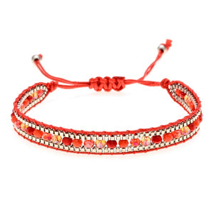 Woman  or Men Handmade Bohemia Weave Adjustable Rope Chain Crystal Charms Bracelets Wristband Fashion Jewelry Gift