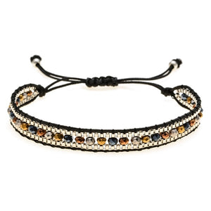 Woman  or Men Handmade Bohemia Weave Adjustable Rope Chain Crystal Charms Bracelets Wristband Fashion Jewelry Gift