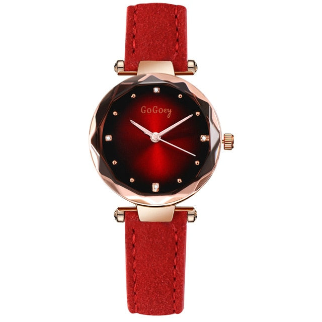 Crystal Womens Watches Luxury Dress Relojes Brand Gogoey Women Elegant Quartz Wristwatch Mujer Pu Leather Watch Feminino Montre