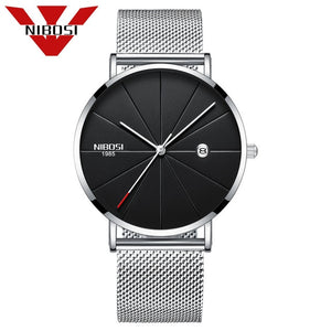Men Blue Stainless Steel Ultra Thin Watches for Me. Classic Quartz Watch. Luxury Date Men's Wrist Watch