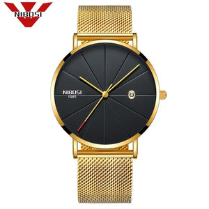 Men Blue Stainless Steel Ultra Thin Watches for Me. Classic Quartz Watch. Luxury Date Men's Wrist Watch