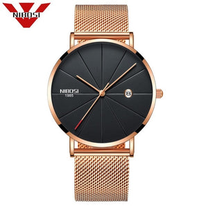 Men Blue Stainless Steel Ultra Thin Watches for Me. Classic Quartz Watch. Luxury Date Men's Wrist Watch