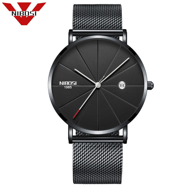 Men Blue Stainless Steel Ultra Thin Watches for Me. Classic Quartz Watch. Luxury Date Men's Wrist Watch