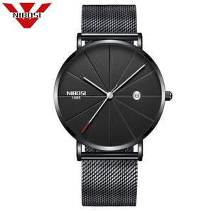 Men Blue Stainless Steel Ultra Thin Watches for Me. Classic Quartz Watch. Luxury Date Men's Wrist Watch