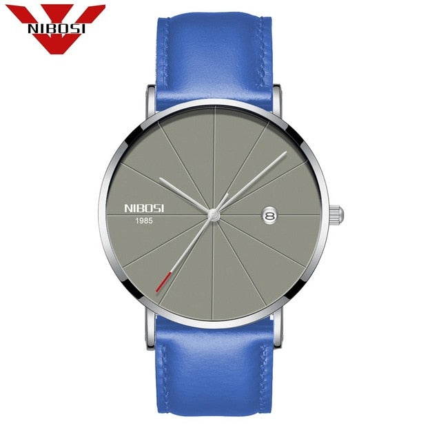 Men Blue Stainless Steel Ultra Thin Watches for Me. Classic Quartz Watch. Luxury Date Men's Wrist Watch