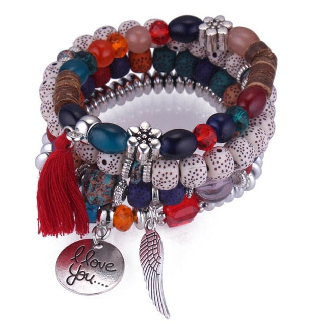 Bohemia Crystal Bead Bracelets for Women Bracelet Female Tassel Natural Stone Charms Wristband Gift pulseira feminina