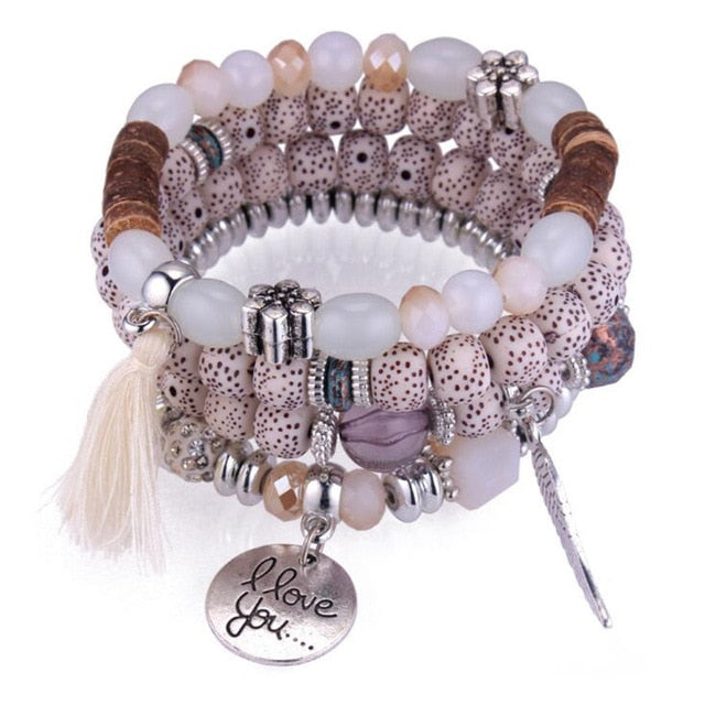 Bohemia Crystal Bead Bracelets for Women Bracelet Female Tassel Natural Stone Charms Wristband Gift pulseira feminina