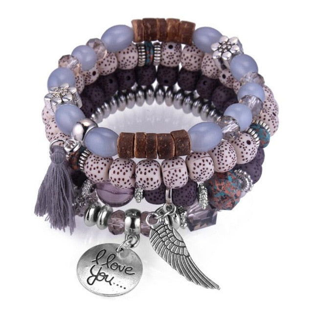 Bohemia Crystal Bead Bracelets for Women Bracelet Female Tassel Natural Stone Charms Wristband Gift pulseira feminina