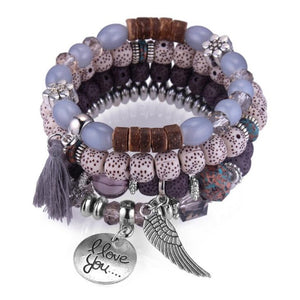 Bohemia Crystal Bead Bracelets for Women Bracelet Female Tassel Natural Stone Charms Wristband Gift pulseira feminina