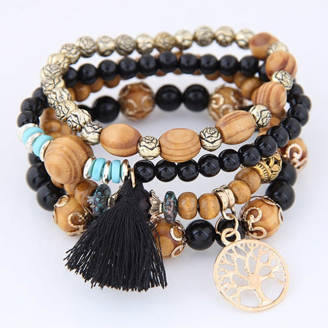 Bohemia Crystal Bead Bracelets for Women Bracelet Female Tassel Natural Stone Charms Wristband Gift pulseira feminina