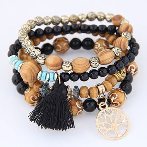 Bohemia Crystal Bead Bracelets for Women Bracelet Female Tassel Natural Stone Charms Wristband Gift pulseira feminina
