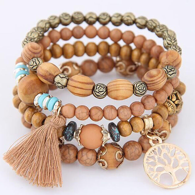 Bohemia Crystal Bead Bracelets for Women Bracelet Female Tassel Natural Stone Charms Wristband Gift pulseira feminina