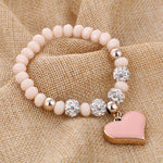 Romantic Vintage Bracelets For Women Heart Pendant Bracelets with bling crystal Beads Fit Pan Bracelets Jewelry
