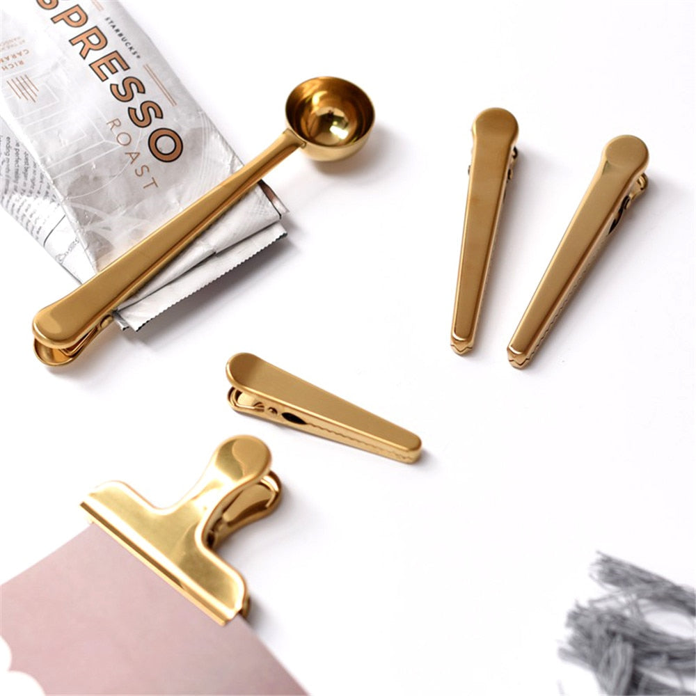 Chic Coffee Scoop Sealed Clips Gadgets Stainless Steel Multifunction Tea Milk Powder Book Paper Measuring Spoon Kitchen 1PCS