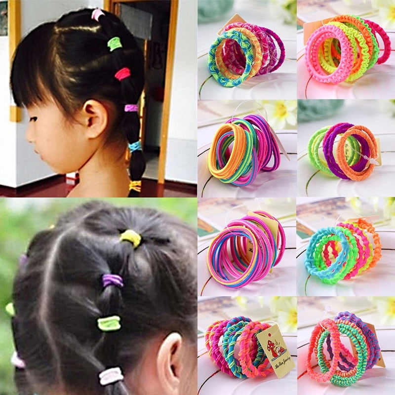 10 Pcs Random Fashion Hairbands Hair Rope Holder Candy Color Hair Ties Elastic Ponytail Head Band Girls Rubber Fashion