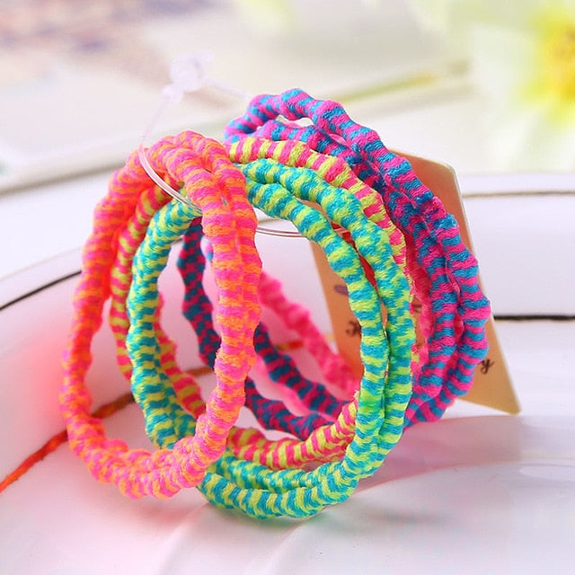 10 Pcs Random Fashion Hairbands Hair Rope Holder Candy Color Hair Ties Elastic Ponytail Head Band Girls Rubber Fashion