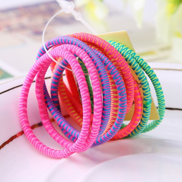 10 Pcs Random Fashion Hairbands Hair Rope Holder Candy Color Hair Ties Elastic Ponytail Head Band Girls Rubber Fashion