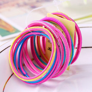10 Pcs Random Fashion Hairbands Hair Rope Holder Candy Color Hair Ties Elastic Ponytail Head Band Girls Rubber Fashion