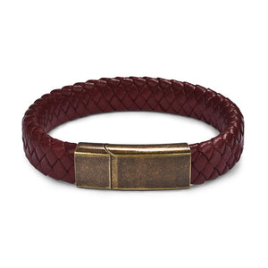 Men Jewelry Black/Brown Braided Leather Bracelet Stainless Steel Magnetic Clasp Fashion Bangles 18.5/22/20.5cm