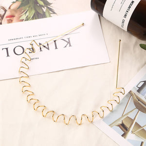 1pc Fashion Unisex Black/golden Wavy Hairband Mens Women Hair Head Hoop Bands Accessories Sport Headband Headdress Styling Tools