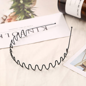 1pc Fashion Unisex Black/golden Wavy Hairband Mens Women Hair Head Hoop Bands Accessories Sport Headband Headdress Styling Tools