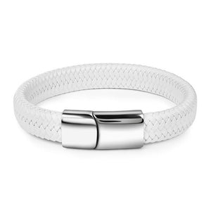 Men Jewelry Black/Brown Braided Leather Bracelet Stainless Steel Magnetic Clasp Fashion Bangles 18.5/22/20.5cm