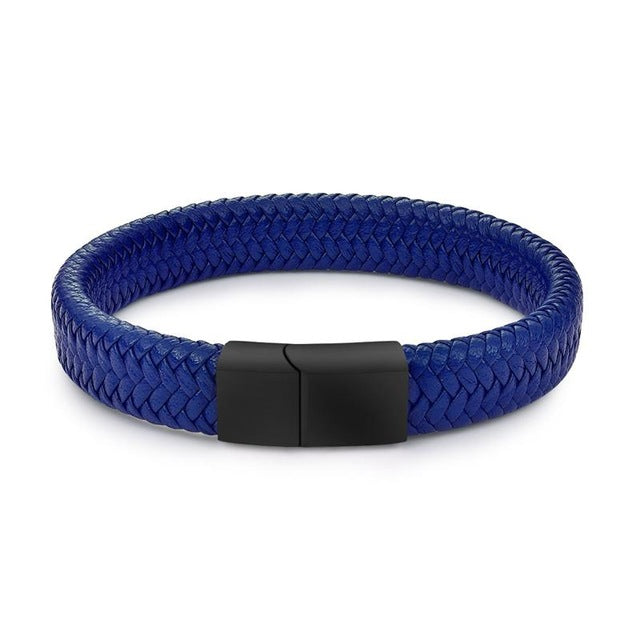 Men Jewelry Black/Brown Braided Leather Bracelet Stainless Steel Magnetic Clasp Fashion Bangles 18.5/22/20.5cm