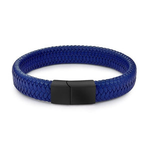 Men Jewelry Black/Brown Braided Leather Bracelet Stainless Steel Magnetic Clasp Fashion Bangles 18.5/22/20.5cm
