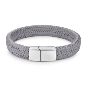Men Jewelry Black/Brown Braided Leather Bracelet Stainless Steel Magnetic Clasp Fashion Bangles 18.5/22/20.5cm