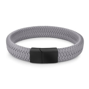 Men Jewelry Black/Brown Braided Leather Bracelet Stainless Steel Magnetic Clasp Fashion Bangles 18.5/22/20.5cm