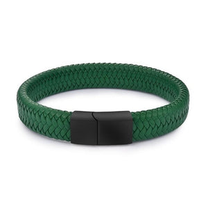 Men Jewelry Black/Brown Braided Leather Bracelet Stainless Steel Magnetic Clasp Fashion Bangles 18.5/22/20.5cm