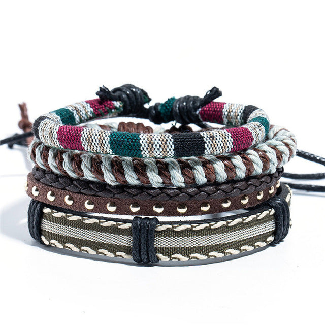 12 Style Metal Leather Bracelets Men Jewelry Vintage Classic Retro Plant Charm Bracelet Bangles Homme Male Jewellry 20.5CM