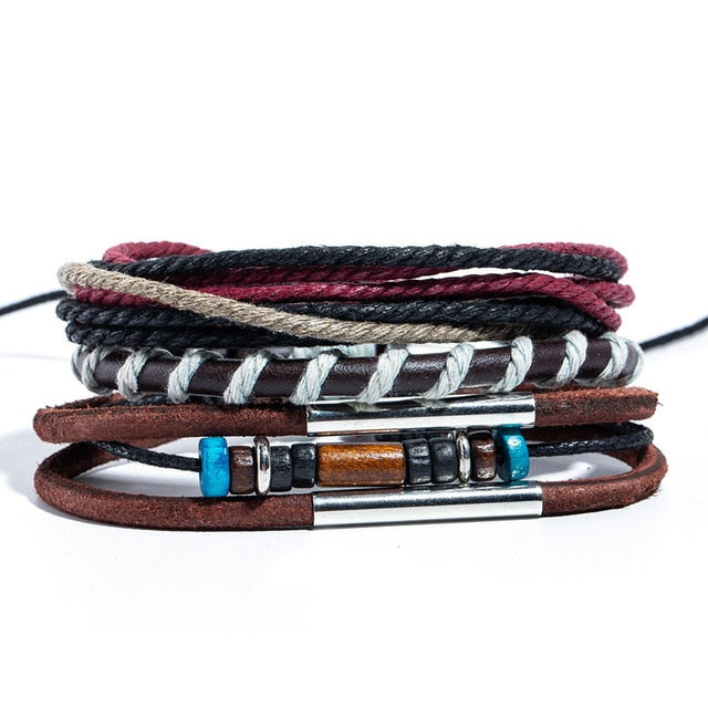 12 Style Metal Leather Bracelets Men Jewelry Vintage Classic Retro Plant Charm Bracelet Bangles Homme Male Jewellry 20.5CM