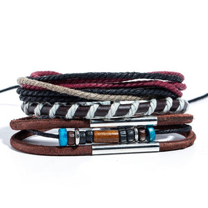 12 Style Metal Leather Bracelets Men Jewelry Vintage Classic Retro Plant Charm Bracelet Bangles Homme Male Jewellry 20.5CM