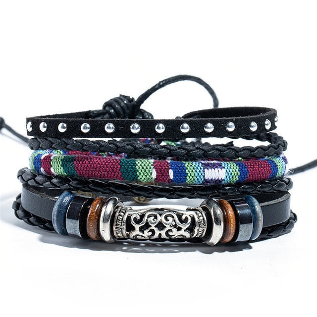 12 Style Metal Leather Bracelets Men Jewelry Vintage Classic Retro Plant Charm Bracelet Bangles Homme Male Jewellry 20.5CM