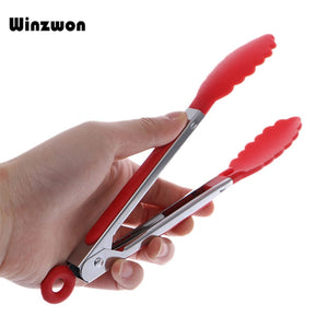 8inch Silicone Kitchen Cooking Salad Serving Barbecue Tongs Food Clip Cooking Tong Clamp Handle Kitchen Utensil BBQ Buffet Tool