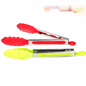 8inch Silicone Kitchen Cooking Salad Serving Barbecue Tongs Food Clip Cooking Tong Clamp Handle Kitchen Utensil BBQ Buffet Tool
