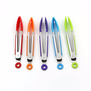 8inch Silicone Kitchen Cooking Salad Serving Barbecue Tongs Food Clip Cooking Tong Clamp Handle Kitchen Utensil BBQ Buffet Tool