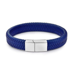 Jiayiqi 2019 Chic Braided Men Bracelet White Leather Bracelet Titanium Steel Clasp Male Jewelry Silver/Gold/Rose Gold Buckle