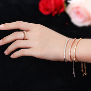 Adjustable Bracelet Bangle for Women Captivate Bar Slider Brilliant CZ Rose Gold Color Jewelry Pulseira Feminia CB089