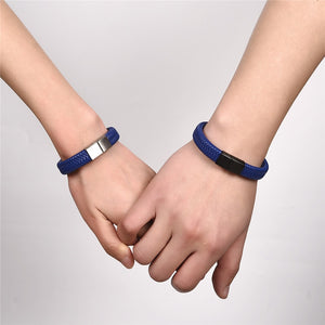 Men Jewelry Black/Brown Braided Leather Bracelet Stainless Steel Magnetic Clasp Fashion Bangles 18.5/22/20.5cm