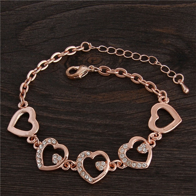 Rose Gold Chain Bracelet For Women Crystal Wedding Jewelry Ladies Charm Wrist Bracelet Pulseras Wholesale Price