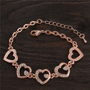 Rose Gold Chain Bracelet For Women Crystal Wedding Jewelry Ladies Charm Wrist Bracelet Pulseras Wholesale Price