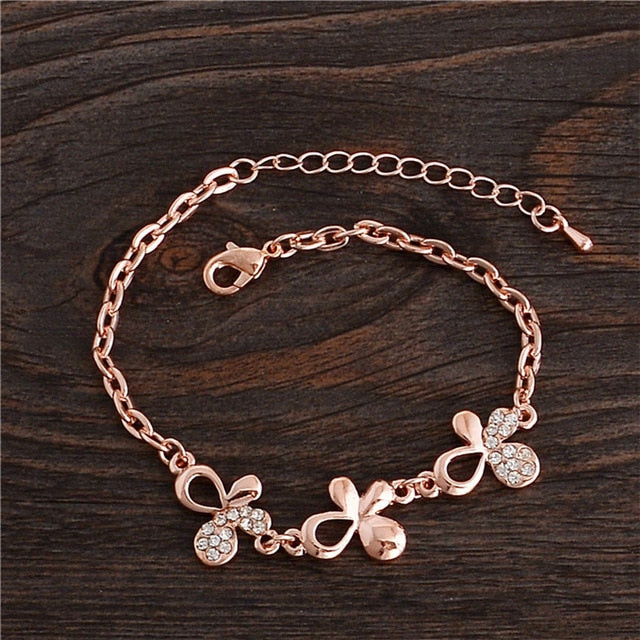 Rose Gold Chain Bracelet For Women Crystal Wedding Jewelry Ladies Charm Wrist Bracelet Pulseras Wholesale Price