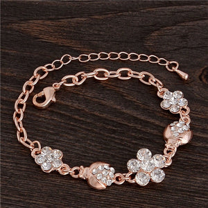 Rose Gold Chain Bracelet For Women Crystal Wedding Jewelry Ladies Charm Wrist Bracelet Pulseras Wholesale Price