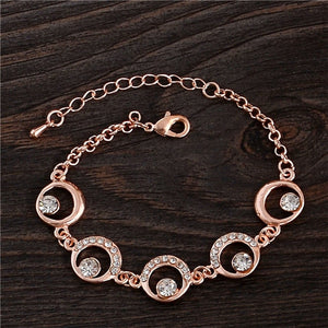 Rose Gold Chain Bracelet For Women Crystal Wedding Jewelry Ladies Charm Wrist Bracelet Pulseras Wholesale Price