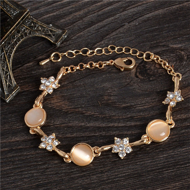Rose Gold Chain Bracelet For Women Crystal Wedding Jewelry Ladies Charm Wrist Bracelet Pulseras Wholesale Price