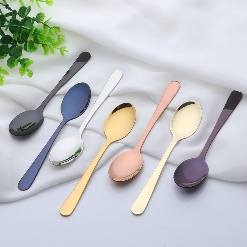 10 pcs Stainless Steel Rose gold Tea Spoon High Quality Tableware Gold Spoon Vintage Coffee Spoon For Party Free Shipping